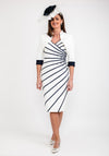 John Charles Illusion Stripe Bolero & Dress, Ivory & Navy