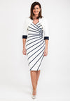 John Charles Illusion Stripe Bolero & Dress, Ivory & Navy