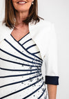 John Charles Illusion Stripe Bolero & Dress, Ivory & Navy