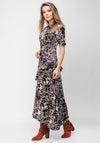 Seventy1 Abstract Print Satin Long Dress, Black
