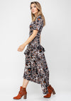 Seventy1 Abstract Print Satin Long Dress, Black