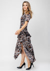 Seventy1 Abstract Print Satin Long Dress, Black