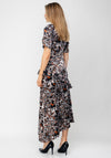 Seventy1 Abstract Print Satin Long Dress, Black