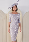 John Charles Jacquard Faux Wrap Bodice Dress, Lilac