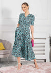 Jolie Moi Josie Animal Print Maxi Dress, Aqua Blue