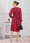Jolie Moi Allyn Bow Neck Printed Dress, Red Spot