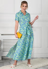 Jolie Moi Viera Leaf Print Maxi Dress, Green & Blue