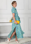 Jolie Moi Viera Leaf Print Maxi Dress, Green & Blue