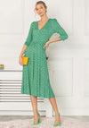 Jolie Moi Delylah Geo Print V Neck Midi Dress, Green