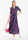 Jolie Moi Amaka Leaf Print Jersey Maxi Dress, Navy & Pink