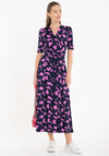 Jolie Moi Amaka Leaf Print Jersey Maxi Dress, Navy & Pink