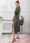 Jolie Moi Calla Leopard Print Midi Dress, Green Multi