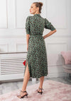 Jolie Moi Calla Midi Dress, Green Leopard Print