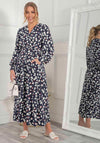 Jolie Moi Nancy Floral Long Sleeve Maxi Dress, Navy