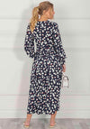 Jolie Moi Nancy Floral Long Sleeve Maxi Dress, Navy