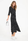 Jolie Moi Dotty Handkerchief Skirt Midi Dress, Black & White