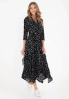 Jolie Moi Dotty Handkerchief Skirt Midi Dress, Black & White