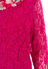 Jomhoy Guadalupe Floral Trim Lace Dress, Hot Pink