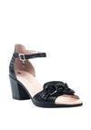 Jose Saenz Leather Croc Design Chain Heel Sandals, Black