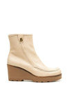 Jose Saenz Leather Wedged Ankle Boots, Cream