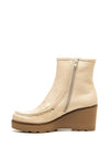 Jose Saenz Leather Wedged Ankle Boots, Cream