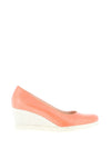 Jose Saenz Leather Woven Heel Wedges, Salmon