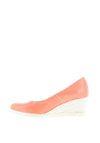 Jose Saenz Leather Woven Heel Wedges, Salmon
