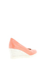 Jose Saenz Leather Woven Heel Wedges, Salmon