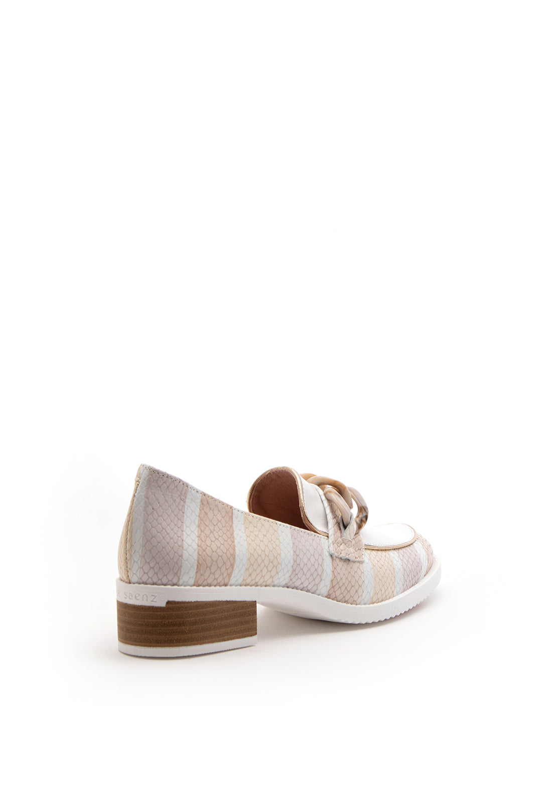 Jose Saenz Leather Block Heeled Croc Print Loafer, Beige