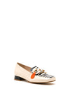 Jose Saenz Leather Zebra Chain Loafers, Cream