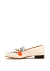 Jose Saenz Leather Zebra Chain Loafers, Cream