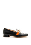 Jose Saenz Leather Dalmatian Chain Loafers, Black