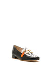 Jose Saenz Leather Dalmatian Chain Loafers, Black