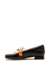 Jose Saenz Leather Dalmatian Chain Loafers, Black