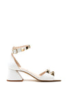 Jose Saenz Leather Stud Block Heel Sandals, White