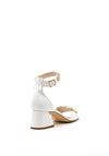 Jose Saenz Leather Stud Block Heel Sandals, White