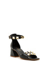 Jose Saenz Leather Stud Block Heel Sandals, Black