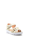 Jose Saenz Leather Buckle Strap Sandals, Cream