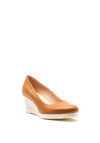 Jose Saenz Leather Woven Heel Wedges, Tan