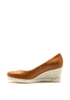 Jose Saenz Leather Woven Heel Wedges, Tan