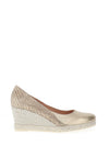 Jose Saenz Metallic Mix Texture Wedge, Champagne
