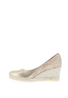Jose Saenz Metallic Mix Texture Wedge, Champagne