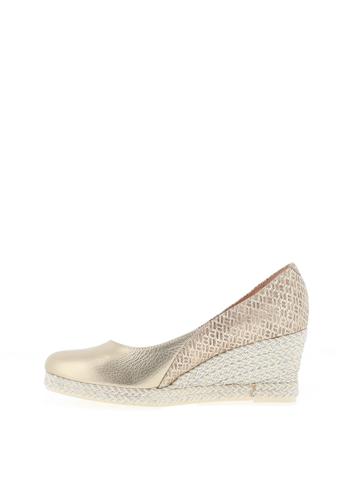 Jose Saenz Metallic Mix Texture Wedge, Champagne