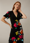 Joseph Ribkoff Flower Print Wrap Dress, Black Multi