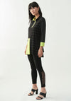 Joseph Ribkoff Mix Stripe Zip Top, Black & Lime