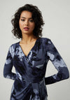 Joseph Ribkoff Watercolour Floral Wrap Dress, Blue Multi