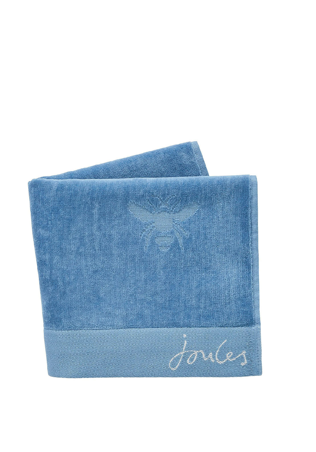 Joules Botanical Bee Semi Plain Towels, Pale Blue