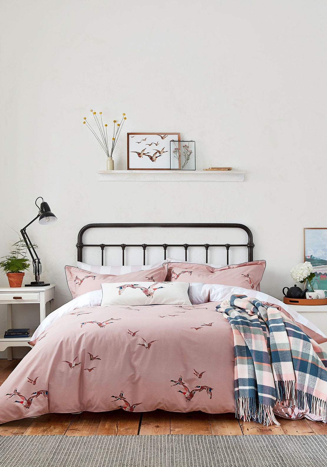 Joules Flying Mallards Duvet Cover & Pillowcase Set, Pink