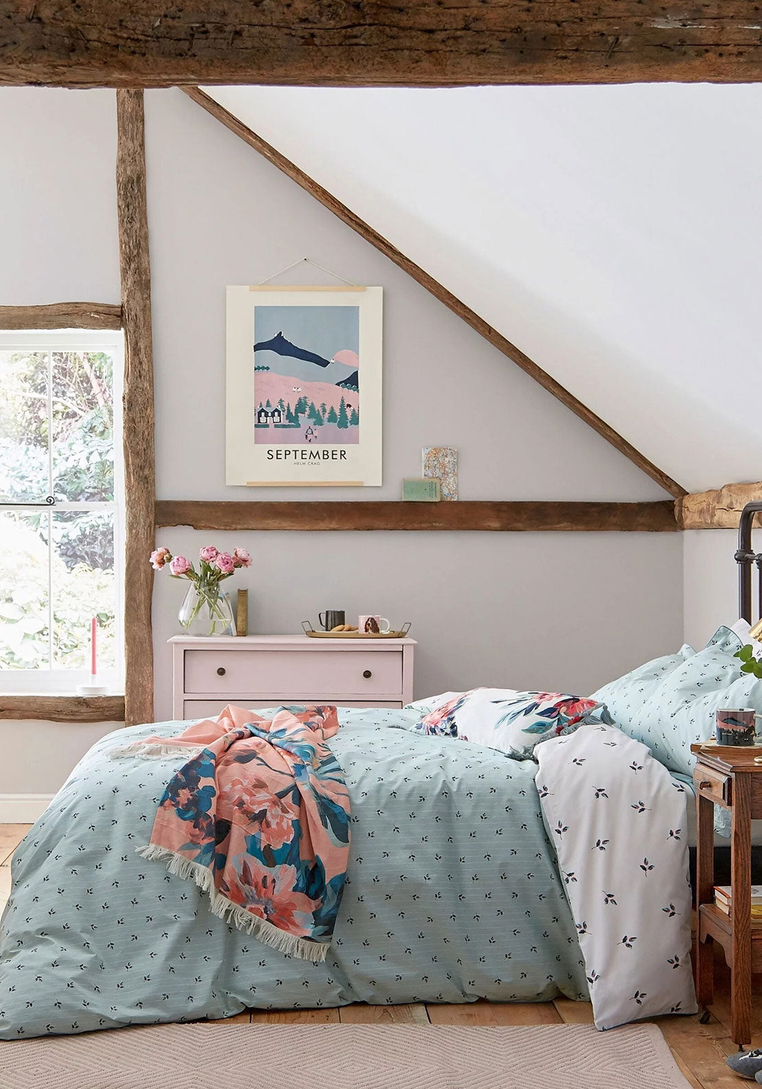 Joules Little Leaf Duvet Cover, Soft Blue