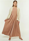 Jovonna Capella Wide Pleated Leg Sleeveless Jumpsuit, Nude